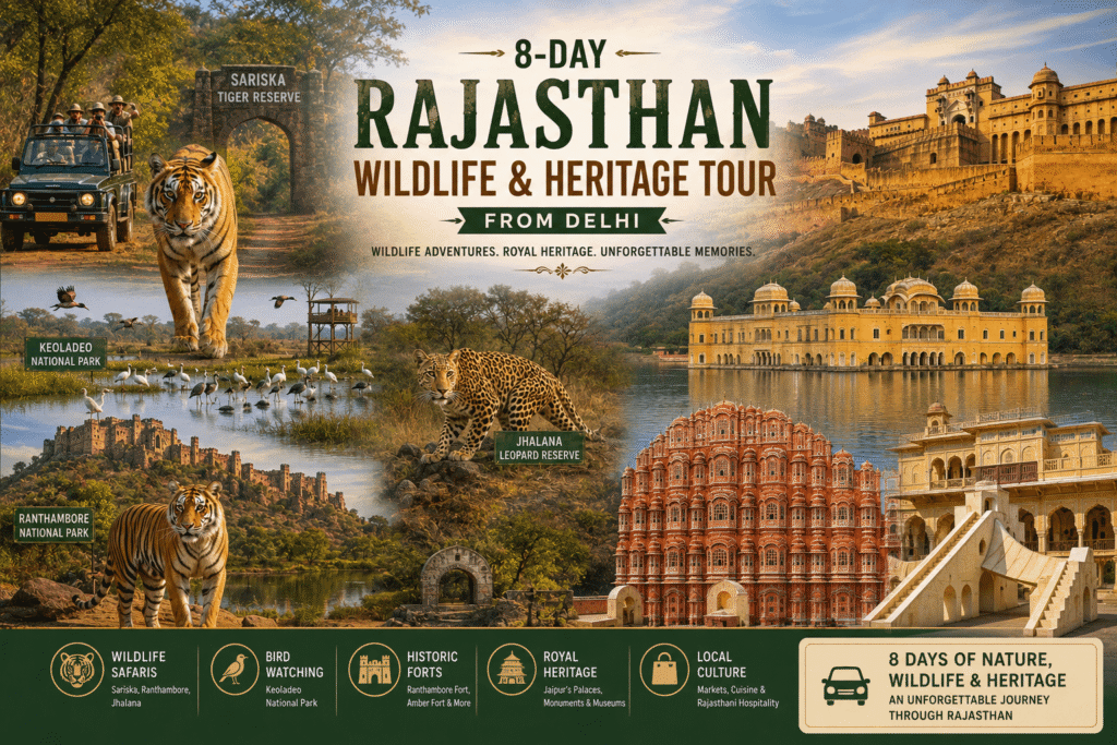 8-Day Rajasthan Wildlife & Heritage Tour from Delhi